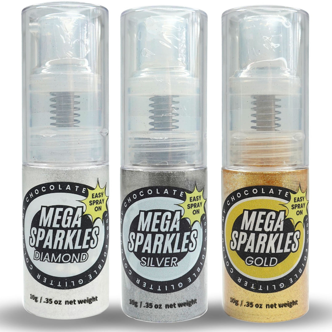 Mega Sparkle Spray - 3 Pack - Edible Glitter – Colour My Chocolate