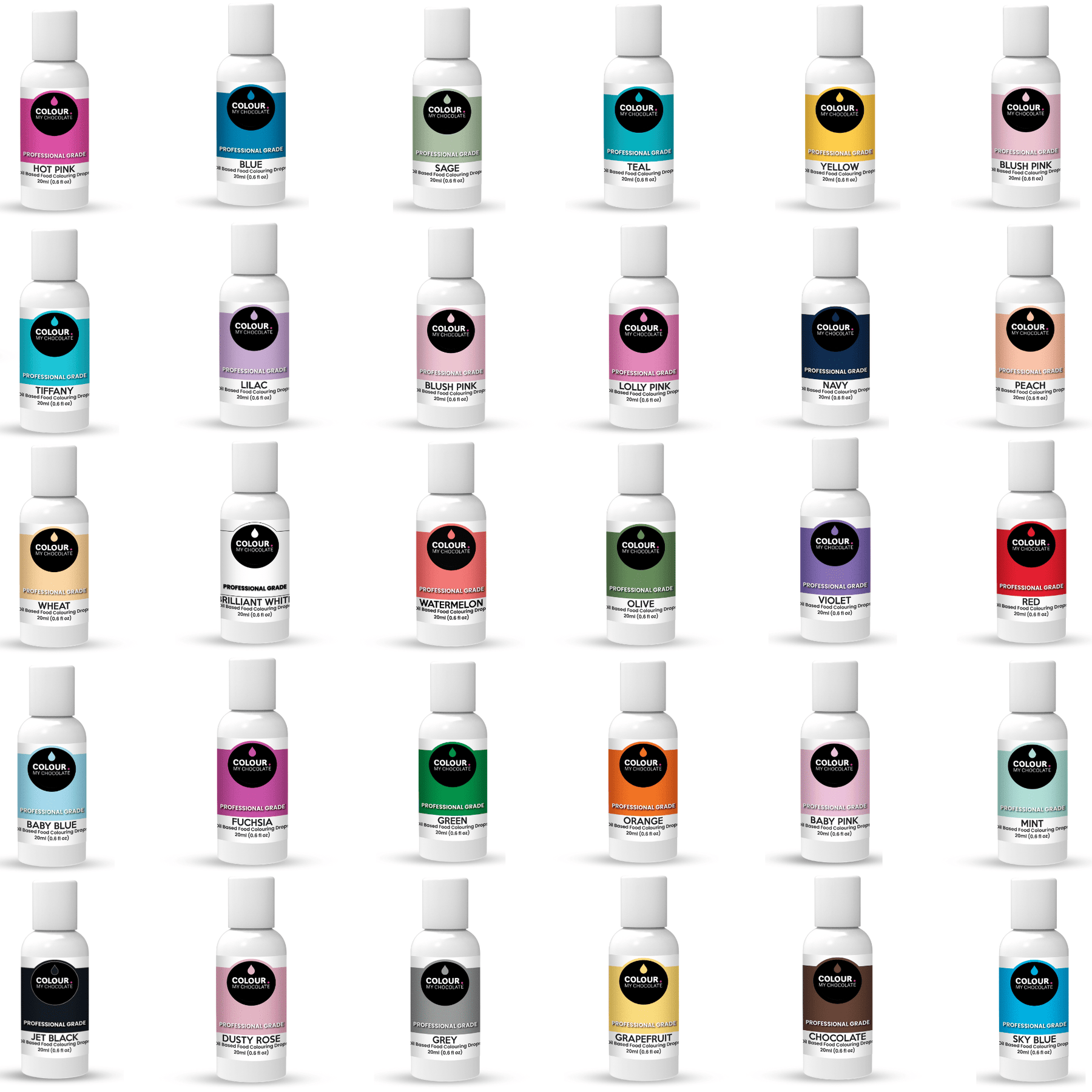 Full Set Of 30 Oil Based Food Colouring Drops